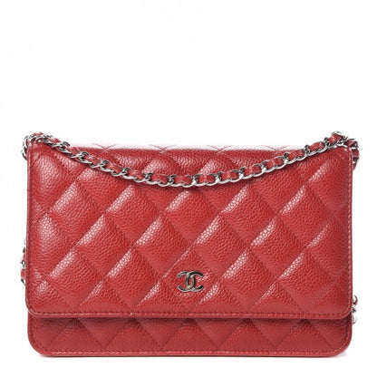 Chanel Caviar Quilted Wallet on Chain WOC Red 1 of 10