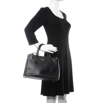 Prada Saffiano Small Galleria Double Zip Tote Black 2 of 8