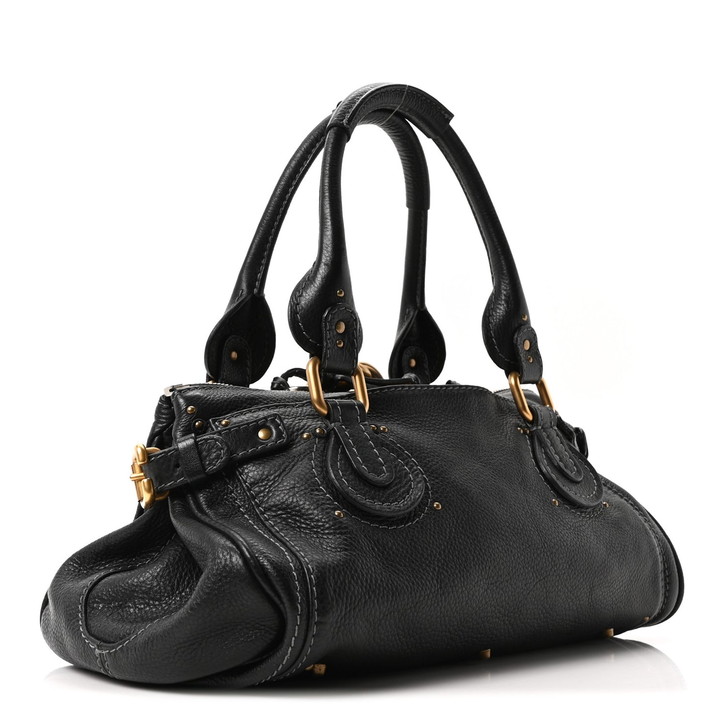 Calfskin Medium Paddington Satchel Black