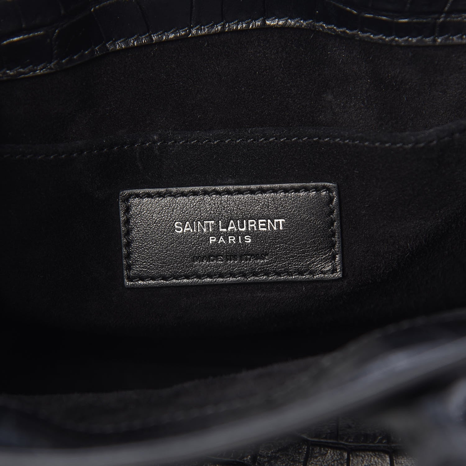 Saint Laurent Calfskin Crocodile Embossed Nano Supple Sac De Jour Black 6 of 10