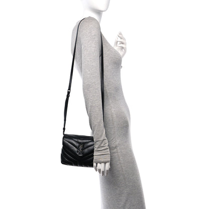 Saint Laurent Calfskin Y Quilted Monogram Monochrome Toy Loulou Crossbody Bag Black 2 of 11