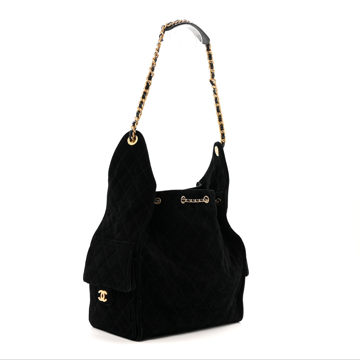 Chanel Suede Quilted Medium Chanel 25 Handbag Black 3 of 12