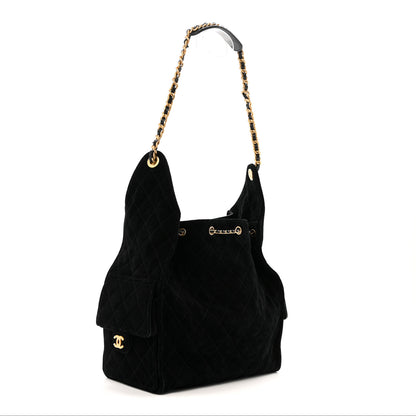 Chanel Suede Quilted Medium Chanel 25 Handbag Black 3 of 12