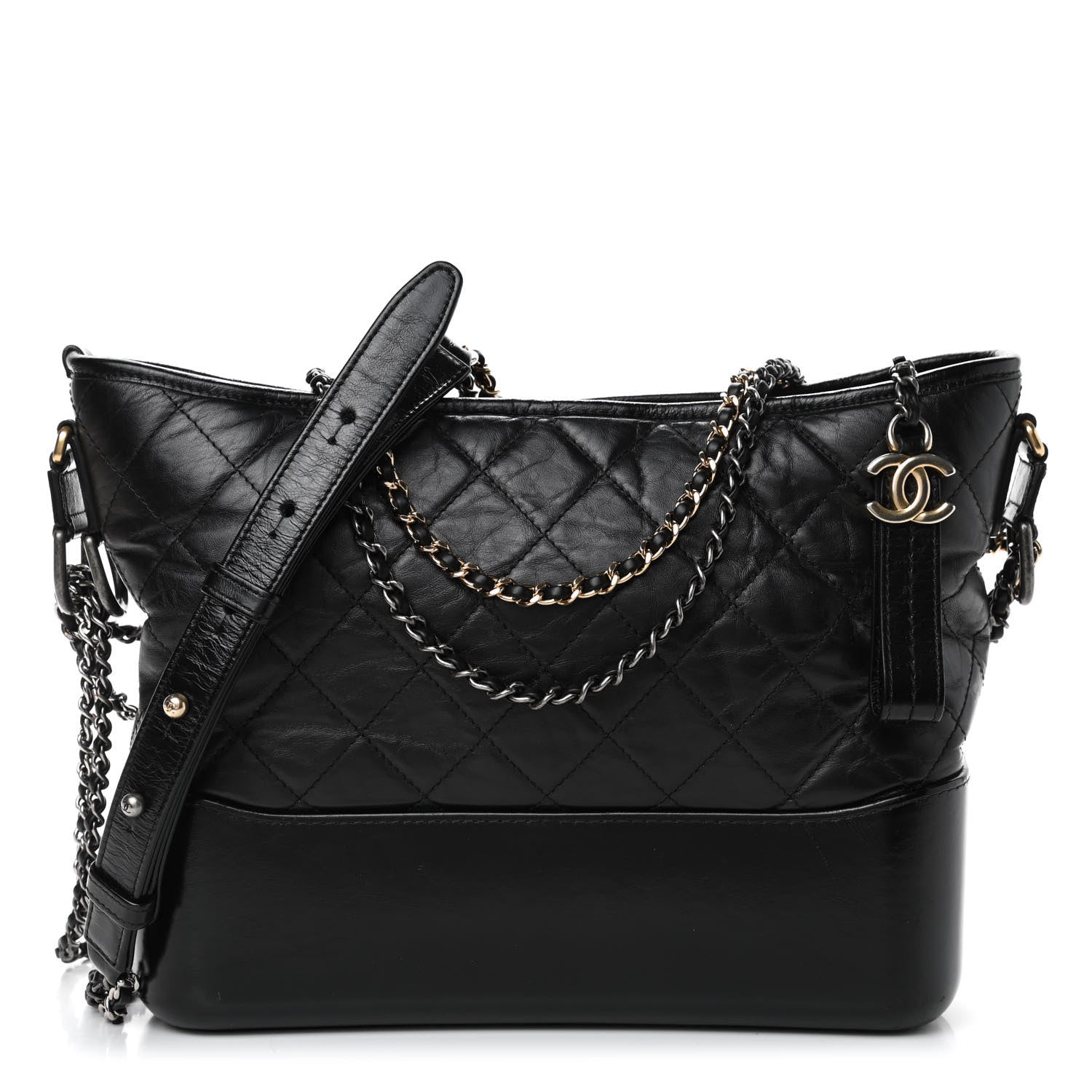 Chanel Aged Calfskin Quilted Medium Gabrielle Hobo Black 1 of 4