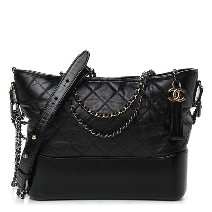 Chanel Aged Calfskin Quilted Medium Gabrielle Hobo Black 1 of 4