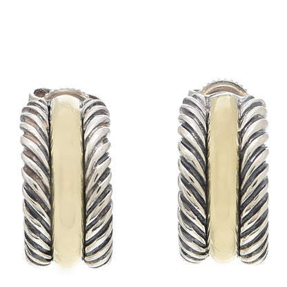 David Yurman Sterling Silver 14K Yellow Gold 16mm Cable Classics Hoop Earrings 1 of 5