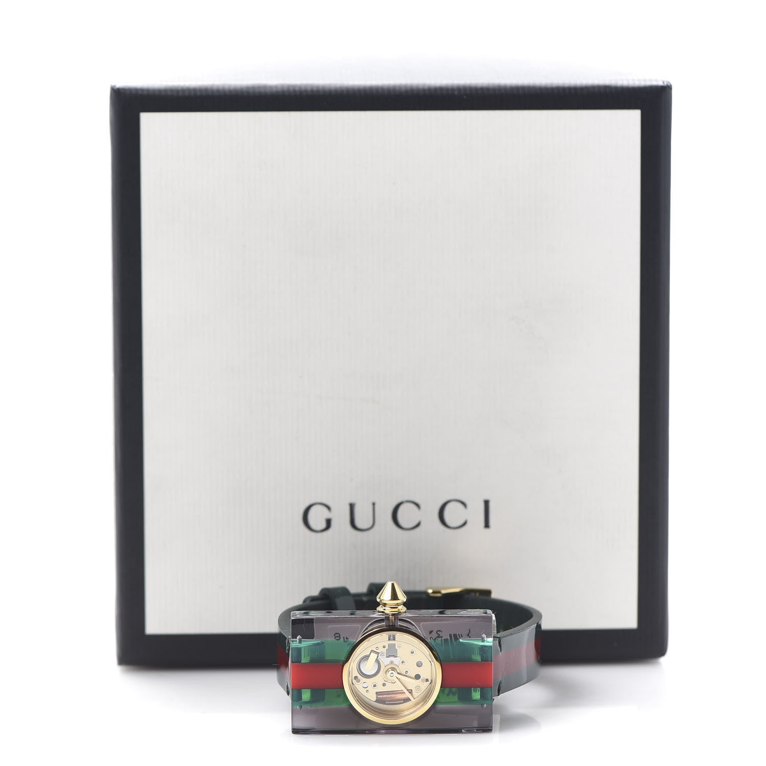 Gucci Stainless Steel Calfskin Plexiglass 24mm Skeleton Quartz Watch 6 of 6