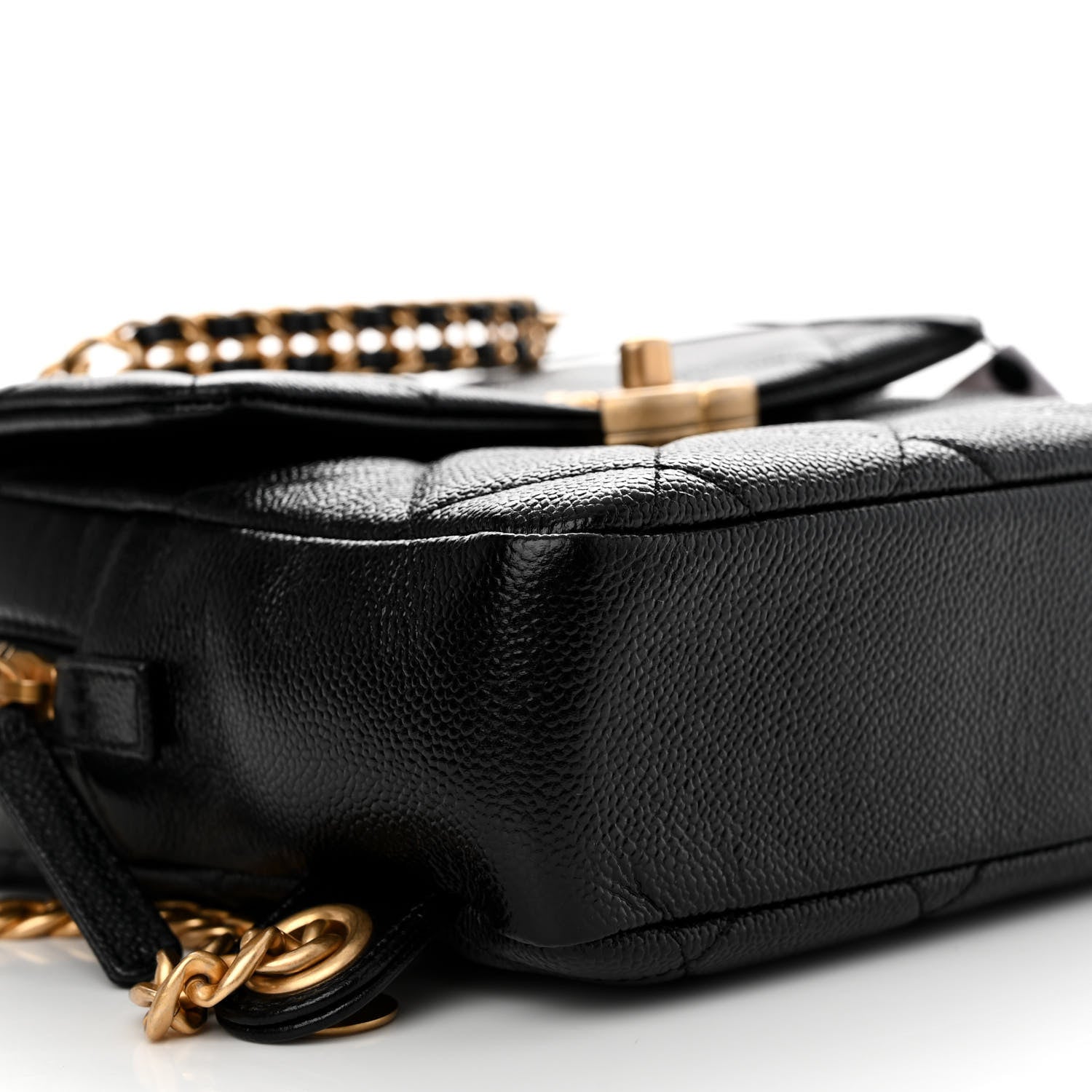 Chanel Shiny Caviar Quilted Chain Melody Backpack Black 9 of 10