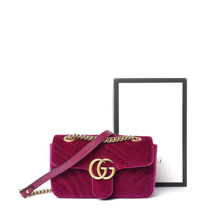 Gucci Velvet Matelasse Mini GG Marmont Shoulder Bag Fuchsia Violet Cyclamen 8 of 8