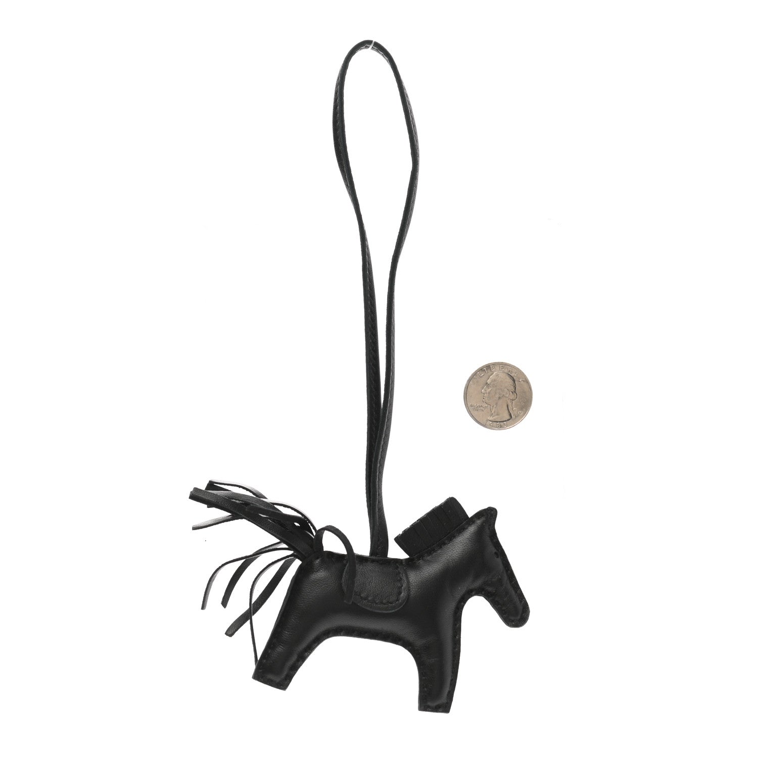 Hermes Milo Lambskin Grigri Rodeo Horse Bag Charm PM So Black 2 of 4