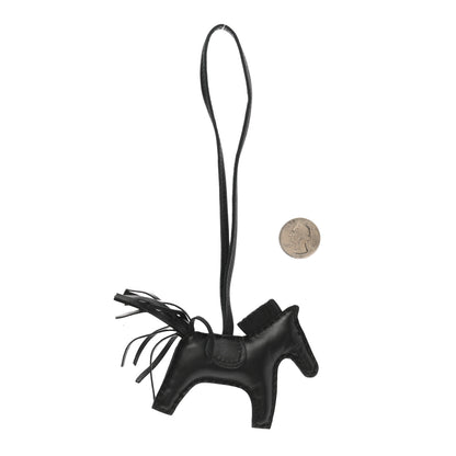 Hermes Milo Lambskin Grigri Rodeo Horse Bag Charm PM So Black 2 of 4
