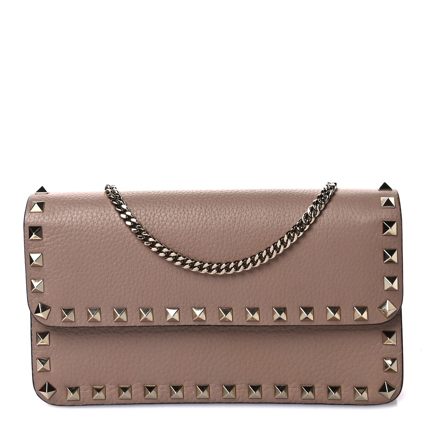 Valentino Garavani Grainy Calfskin Rockstud Chain Pouch Poudre 7 of 9