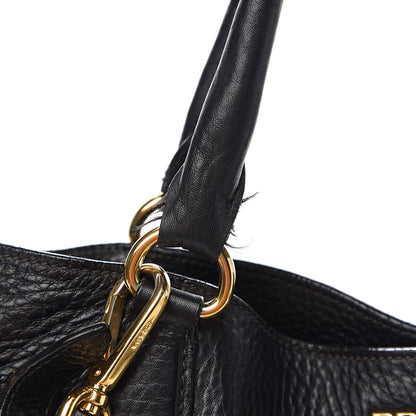 Prada Vitello Daino Side Pocket Tote Black 7 of 11