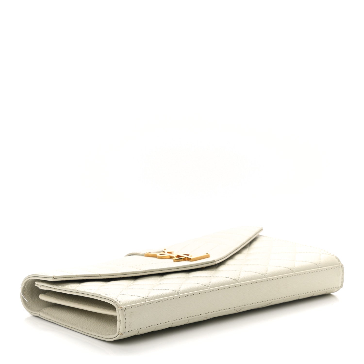 Saint Laurent Grain De Poudre Mixed Matelasse Triquilt Monogram Chain Wallet Crema Soft 5 of 8