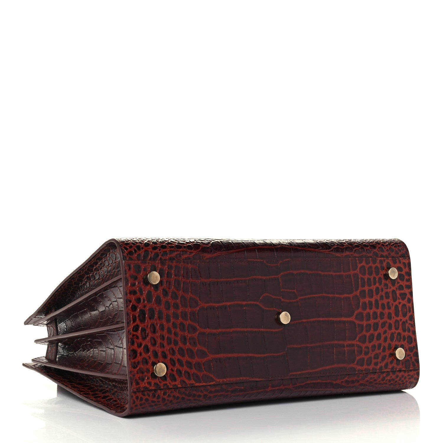 Saint Laurent Calfskin Crocodile Embossed Small Sac de Jour Dark Blood 3 of 10