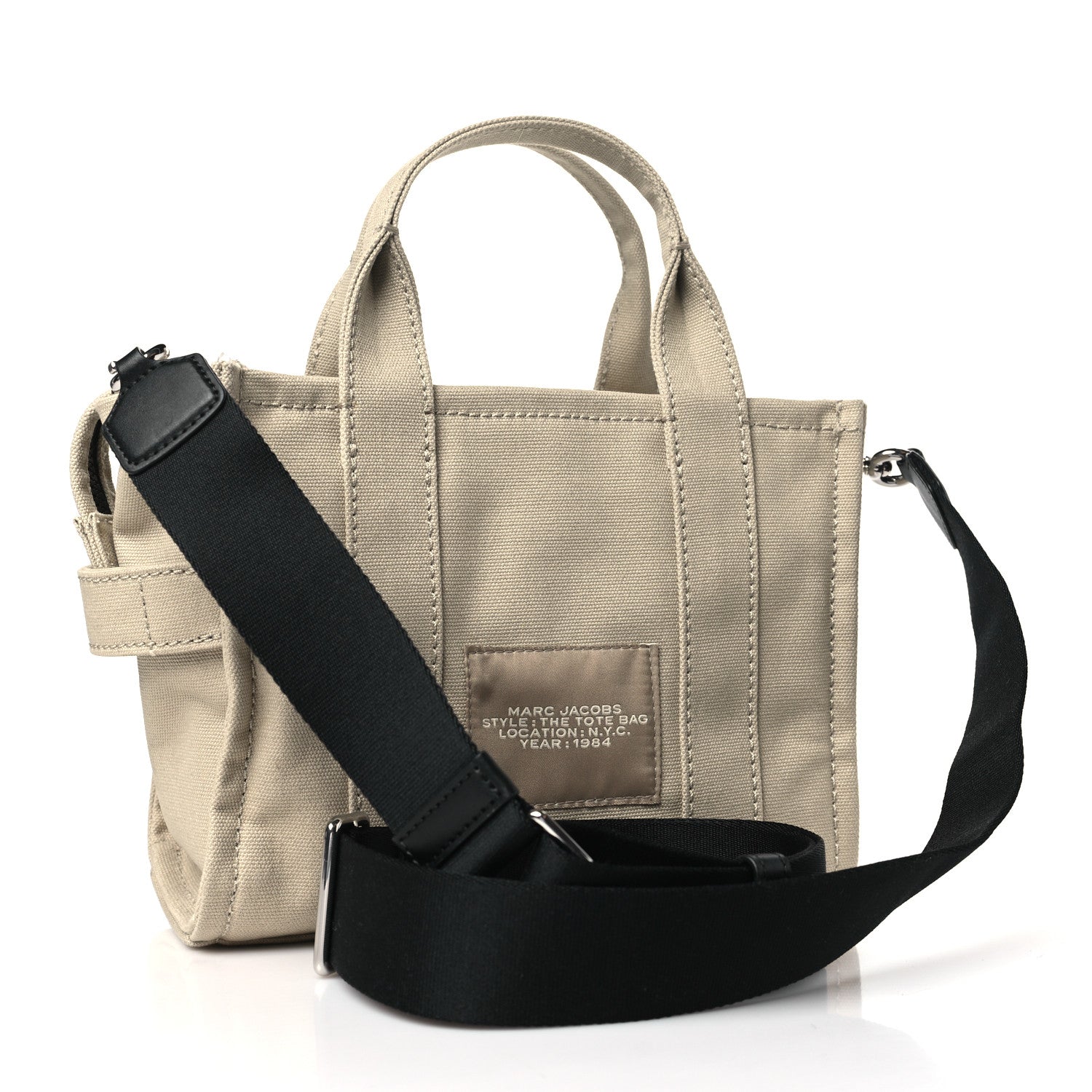 Marc Jacobs Cotton Canvas Colorblock Small The Traveler Tote Bag Beige Multicolor 3 of 12