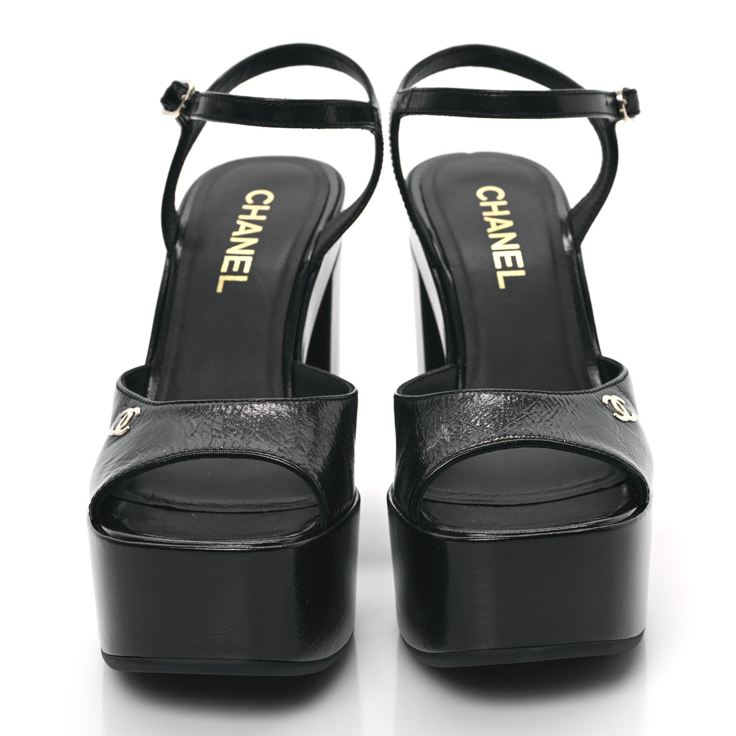 Calfskin CC Platform Sandals 38.5 Black