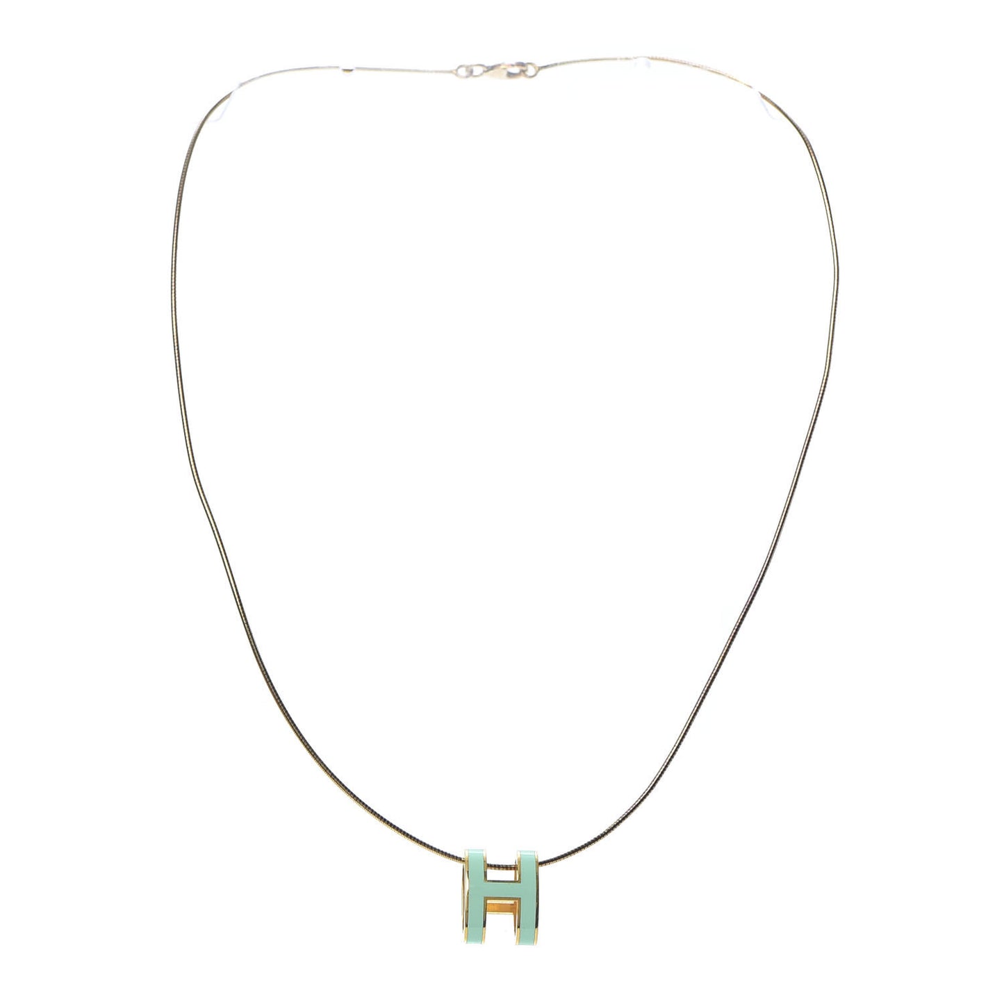 Lacquered Gold Pop H Pendant Necklace Turquoise
