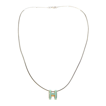 Hermes Lacquered Gold Pop H Pendant Necklace Turquoise 3 of 5