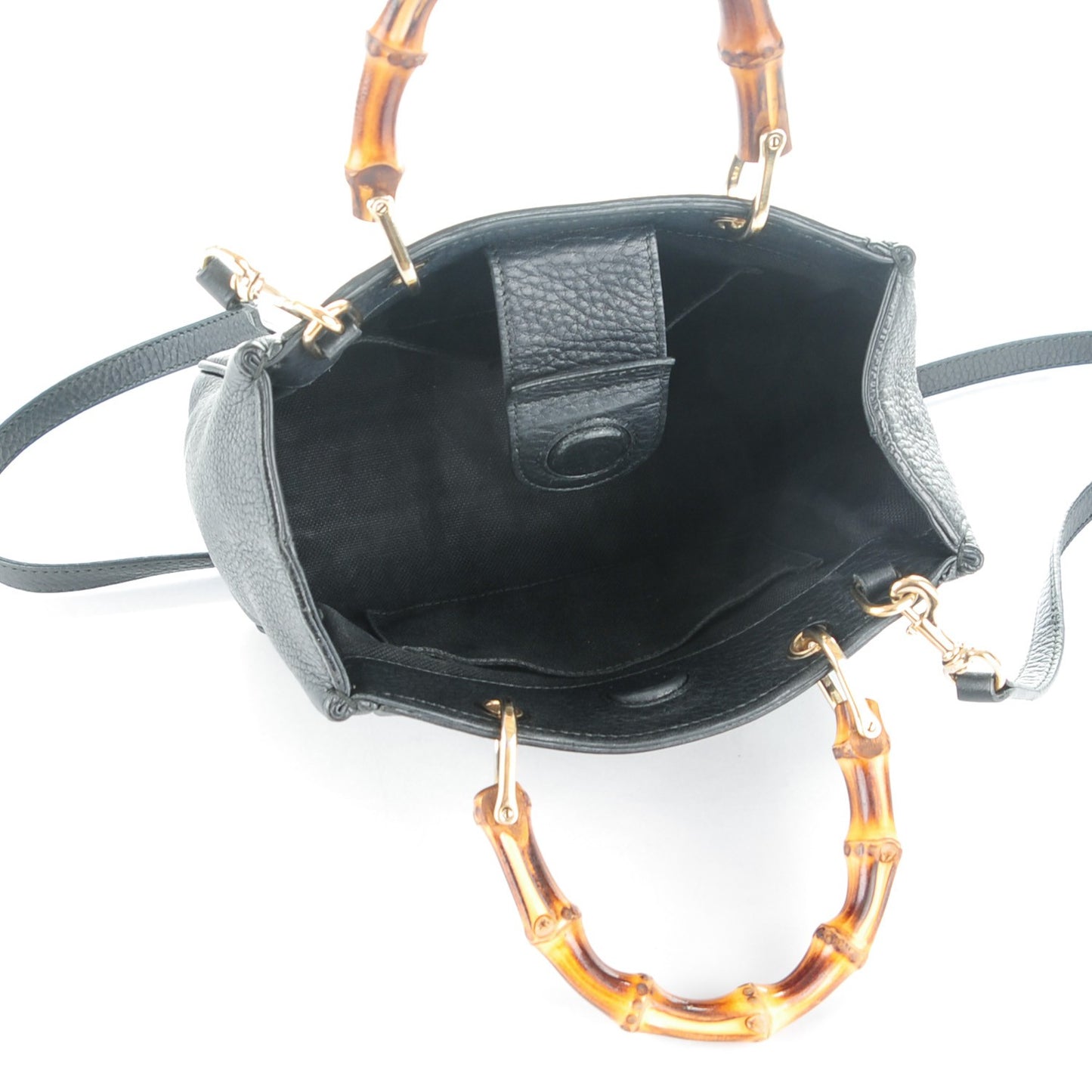 Cellarius Calfskin Mini Bamboo Shopper Tote Black