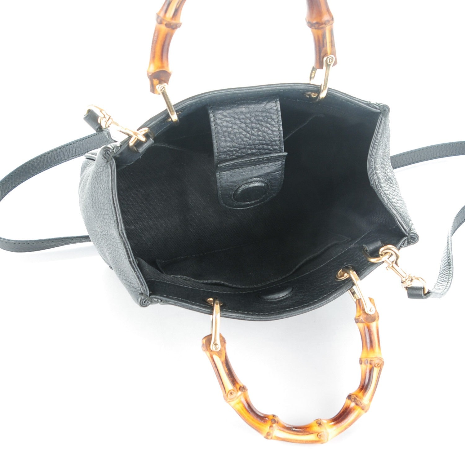 Gucci Cellarius Calfskin Mini Bamboo Shopper Tote Black 5 of 7