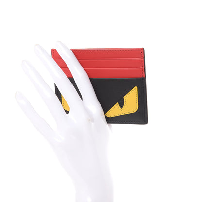 Fendi Vitello Century Monster Eyes Inlay Card Holder Black Giallo Rosso 2 of 8