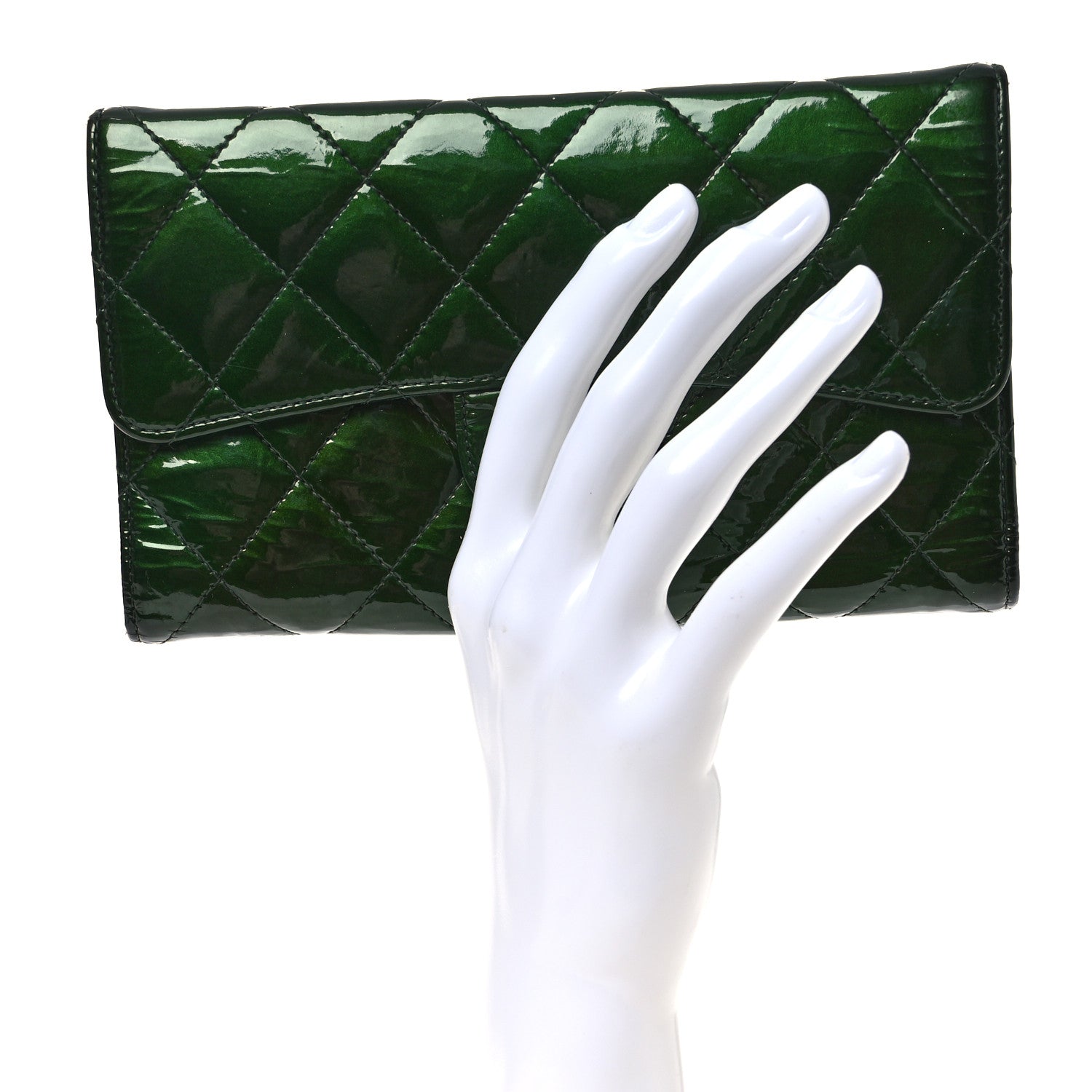 Chanel Patent Quilted Large Flap Wallet Green 1773605 – FASHIONPHILE