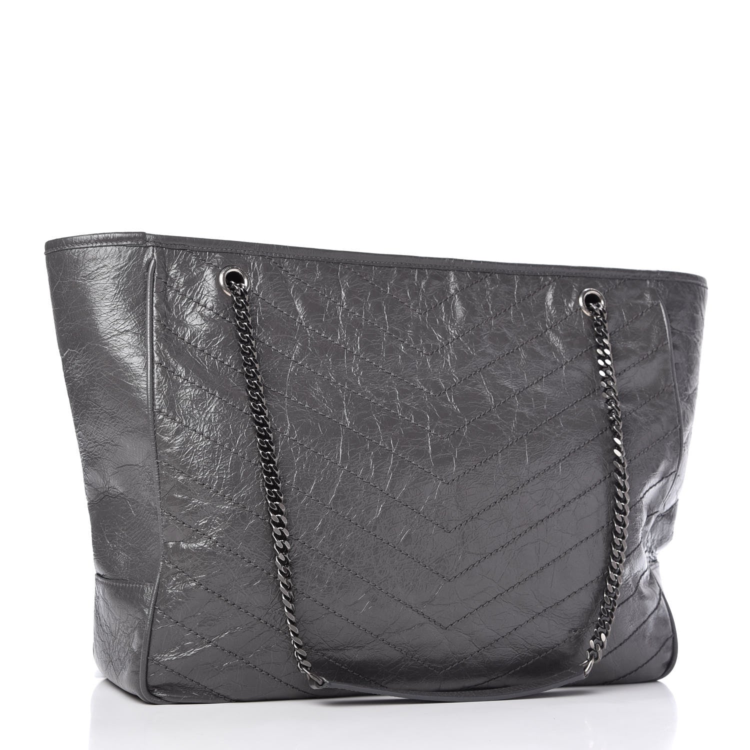 Saint Laurent Crinkled Calfskin Matelasse Monogram Large Niki Shopping Tote Bag Grey 3 of 12