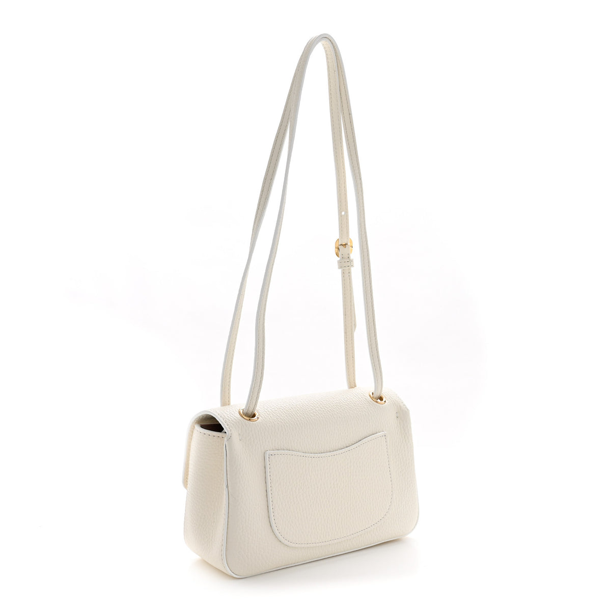 Grained Calfskin Mini Souplissimo Maxi Flap White