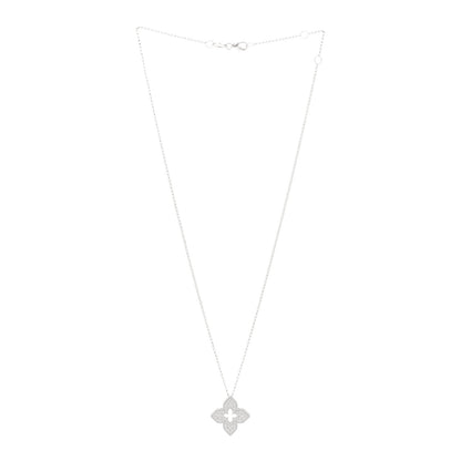 Roberto Coin 18K White Gold Diamond Medium Venetian Princess Flower Pave Pendant Necklace 3 of 5