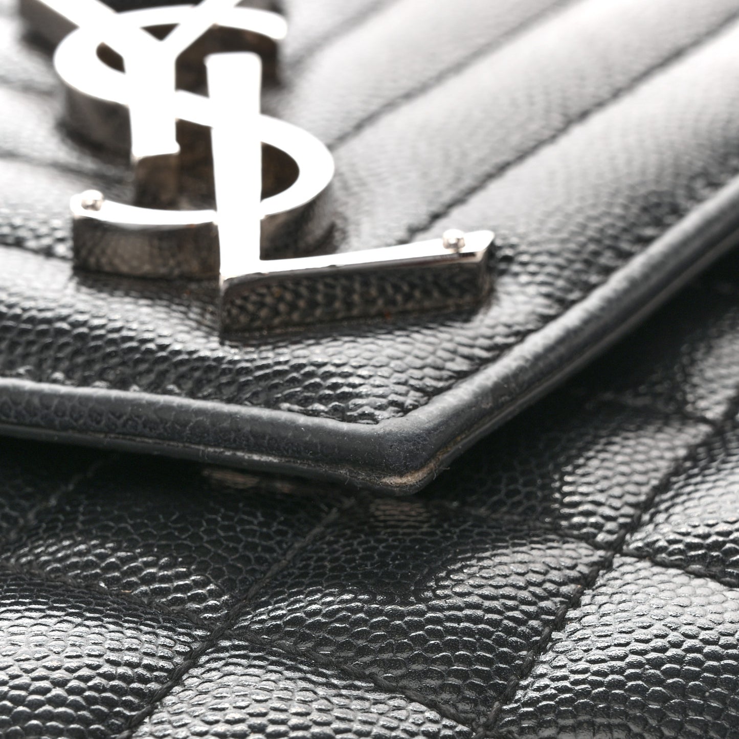 Grain De Poudre Textured Mixed Matelasse Triquilt Medium Monogram Satchel Black