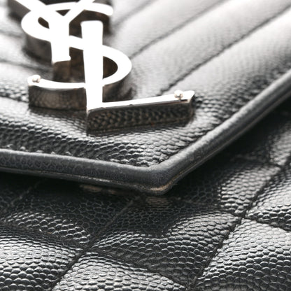 Saint Laurent Grain De Poudre Textured Mixed Matelasse Triquilt Medium Monogram Satchel Black 12 of 14