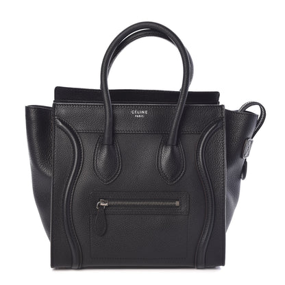 Celine Drummed Calfskin Micro Luggage Black 1 of 8