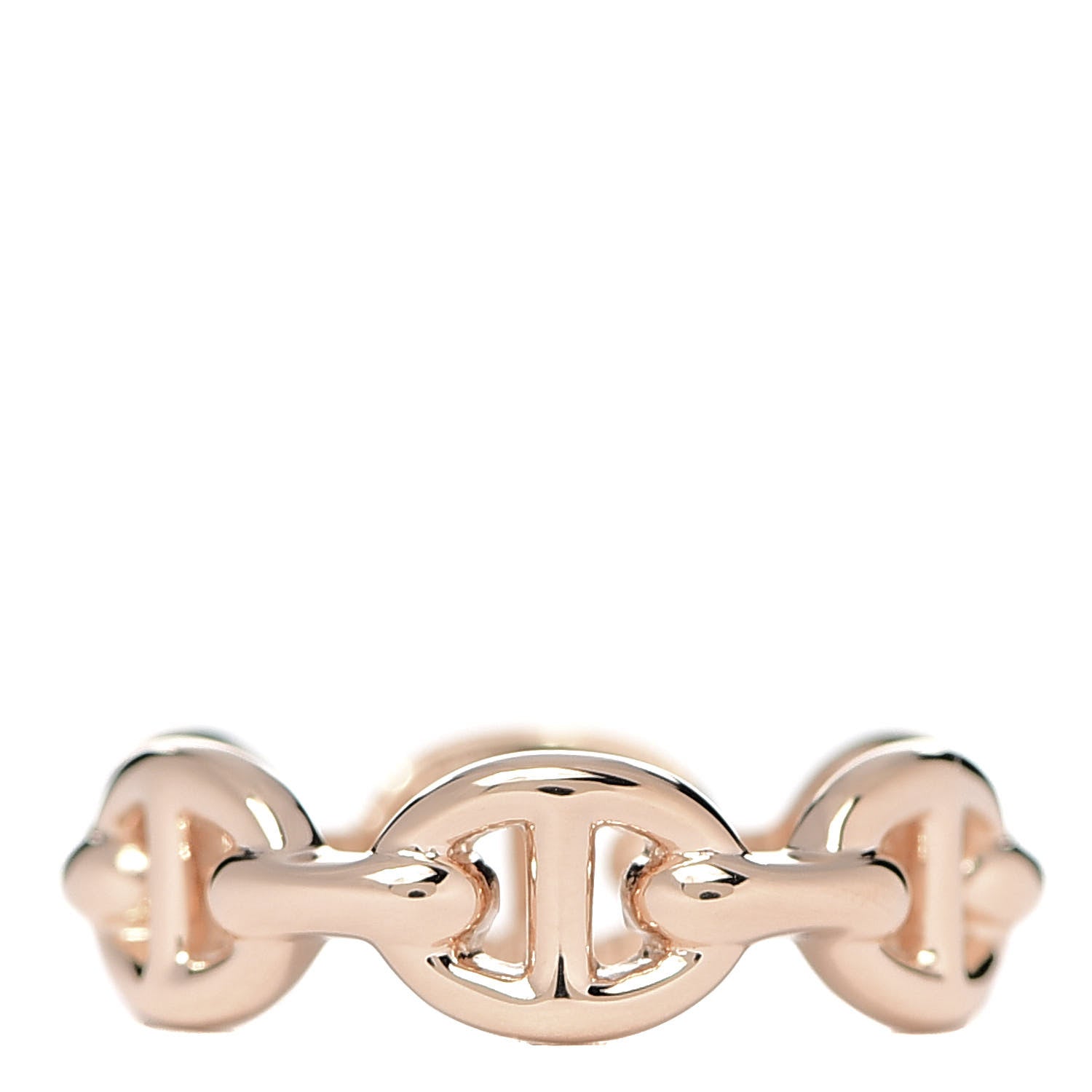 Hermes 18K Rose Gold PM Chaine D'Ancre Enchainee Ring 47 4 1 of 6