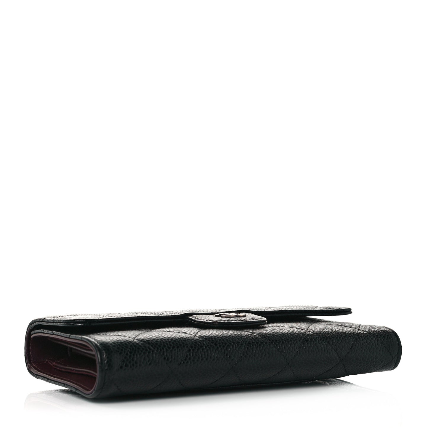 Caviar Quilted Medium Flap Wallet Black