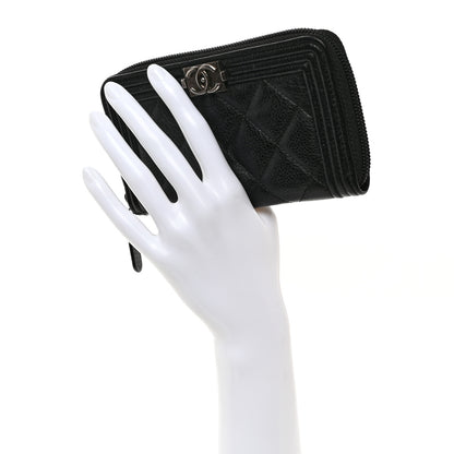 Chanel Caviar Quilted Small Boy Zip Around Wallet Black 2 of 10