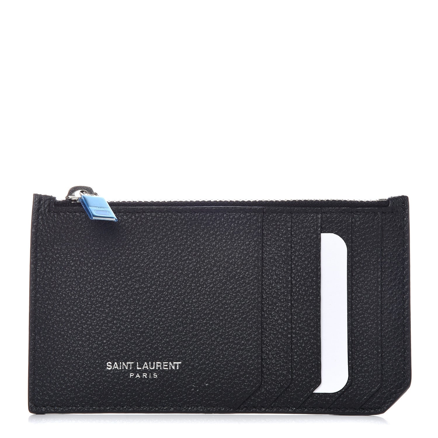 Saint Laurent Grained Calfskin 5 Fragments Zip Pouch Card Holder Black 1 of 10