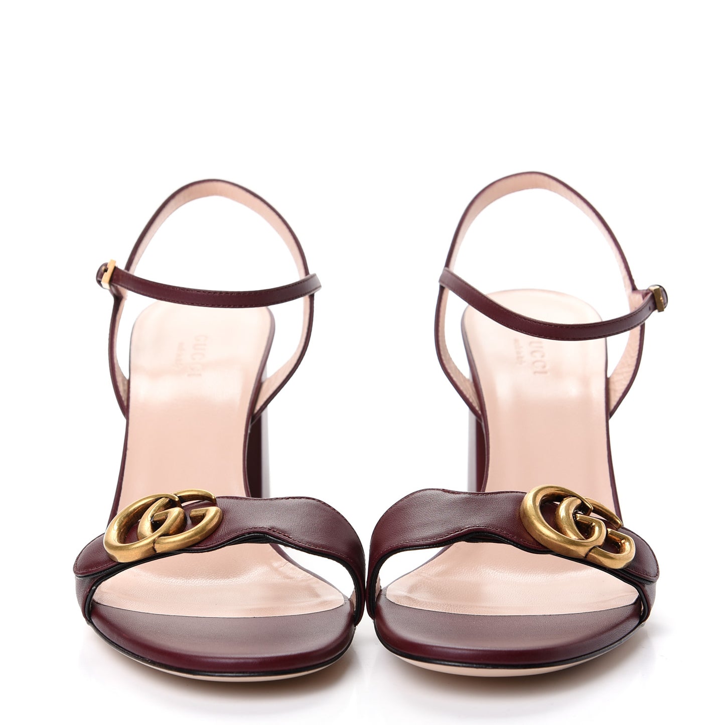 Lifford Calfskin GG Marmont Ankle Wrap 75mm Sandals 40 Vintage Bordeaux