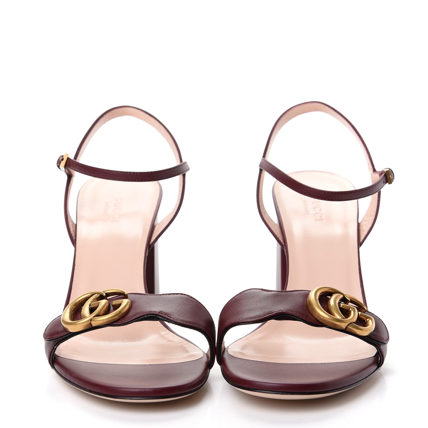 Gucci Lifford Calfskin GG Marmont Ankle Wrap 75mm Sandals 40 Vintage Bordeaux 2 of 10