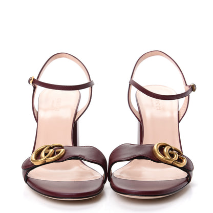 Gucci Lifford Calfskin GG Marmont Ankle Wrap 75mm Sandals 40 Vintage Bordeaux 2 of 10