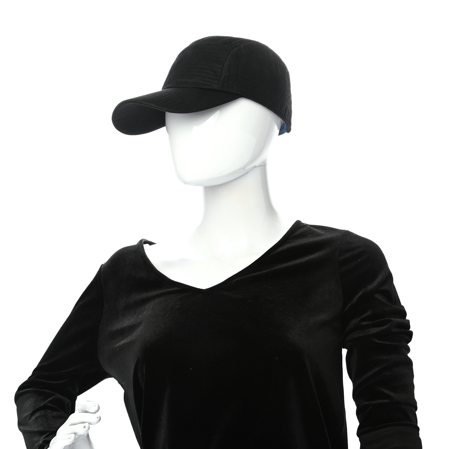 Hermes Cotton Viscose Stitched Hat 60 Black 2 of 8