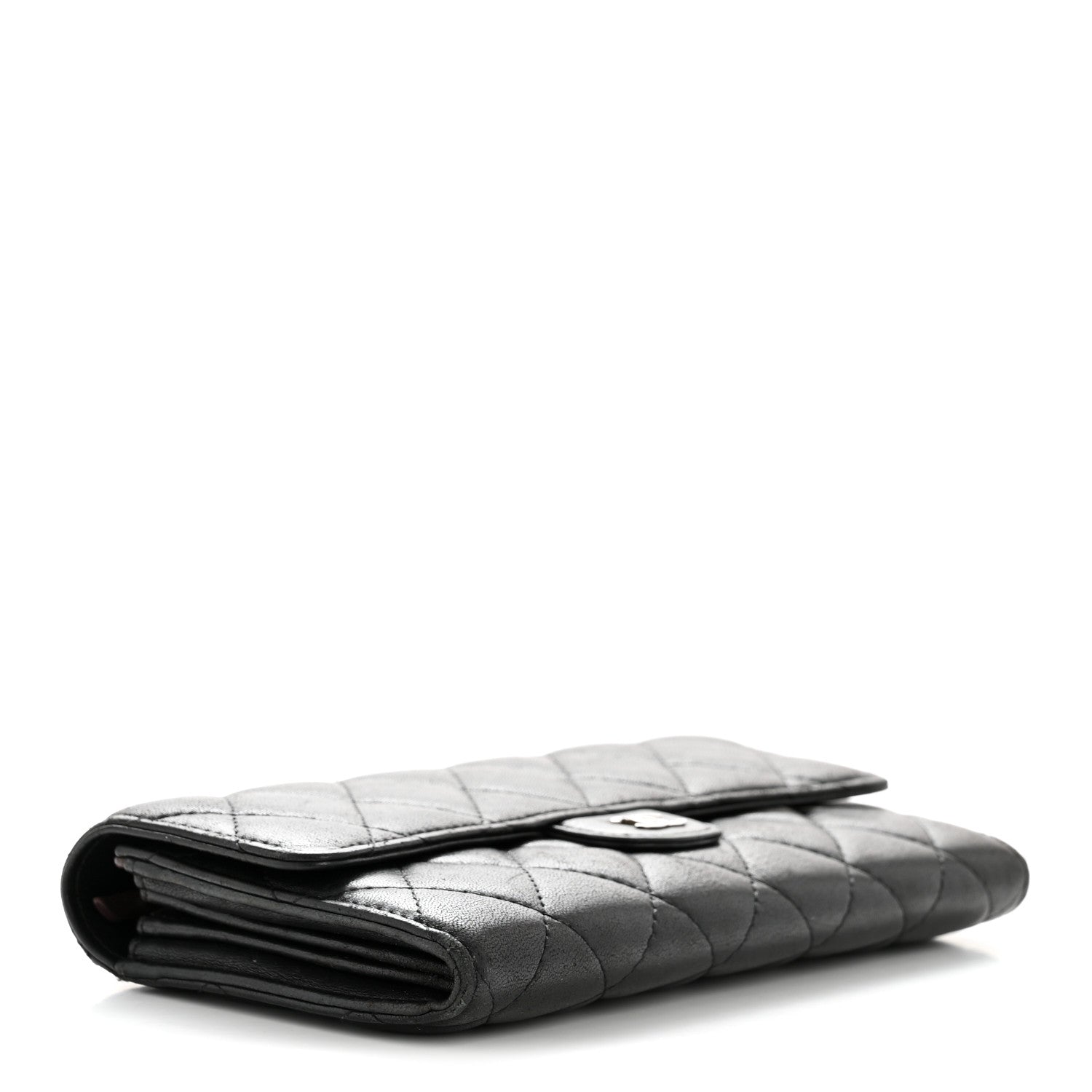Chanel Lambskin Quilted Large Gusset Flap Wallet Black 4 of 11