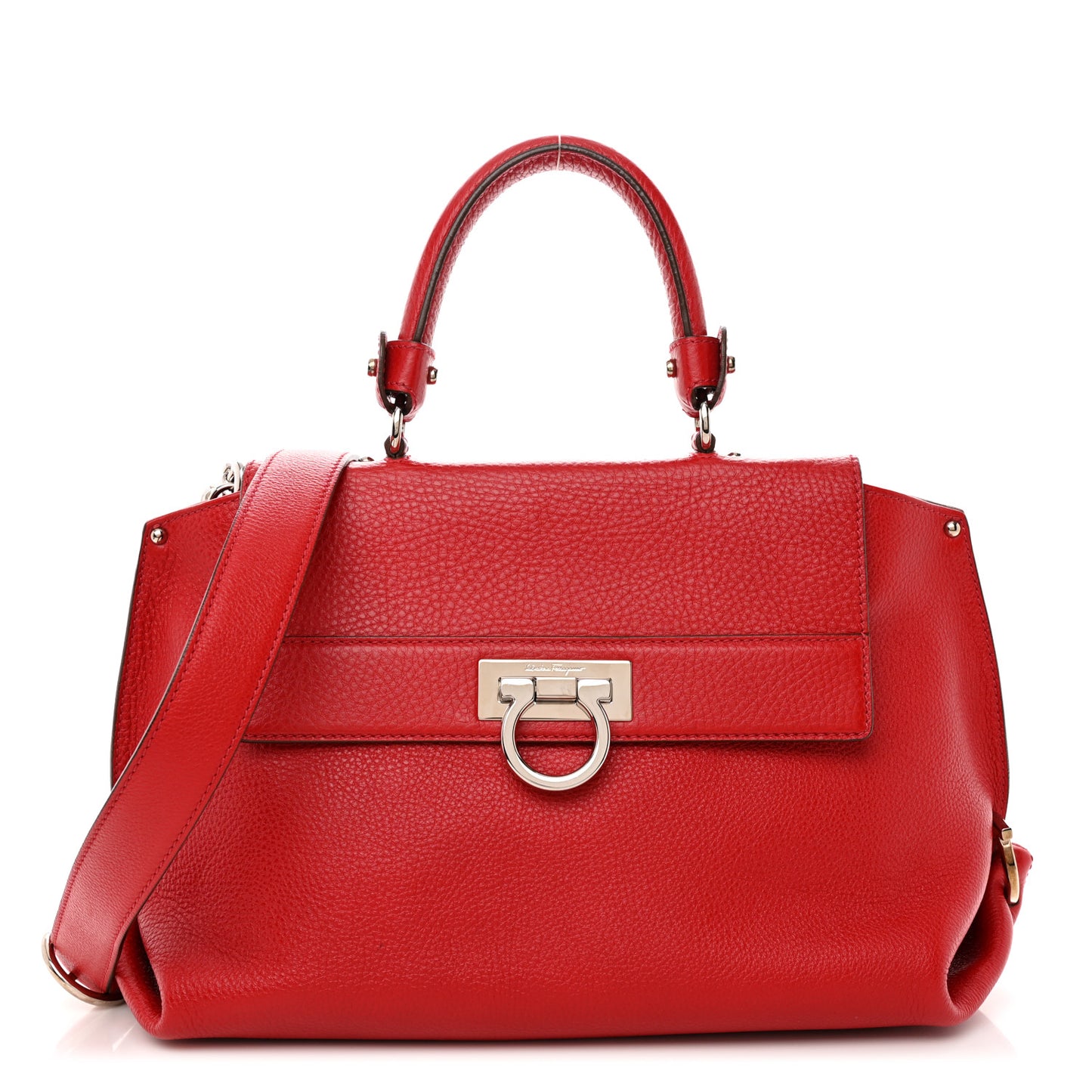 Grained Calfskin Sofia Satchel Red