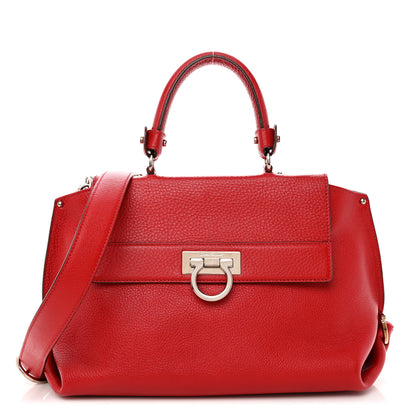 Salvatore Ferragamo Grained Calfskin Sofia Satchel Red 1 of 10