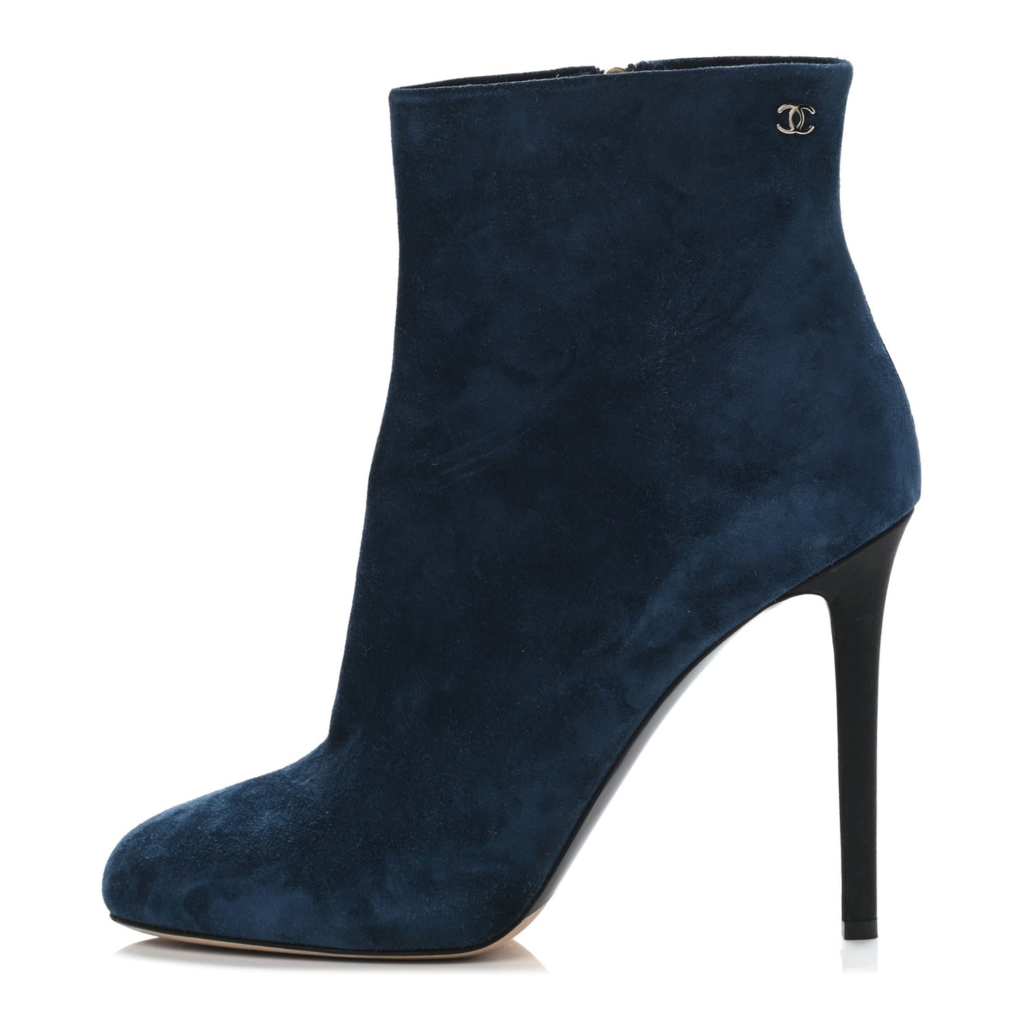 Suede Calfskin CC Short Boots 40 Dark Blue