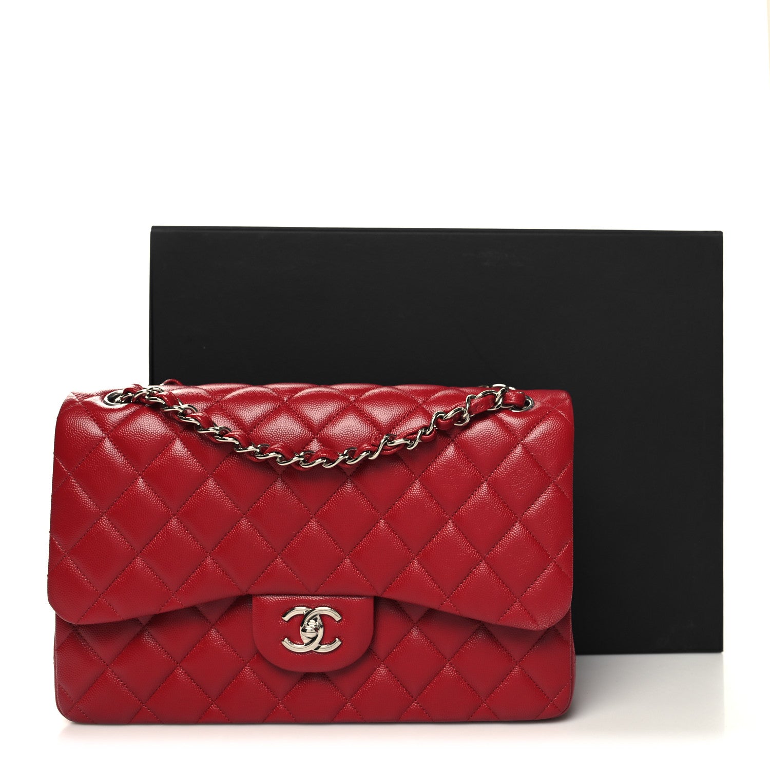Chanel Caviar Quilted Jumbo Double Flap Red 11 of 11