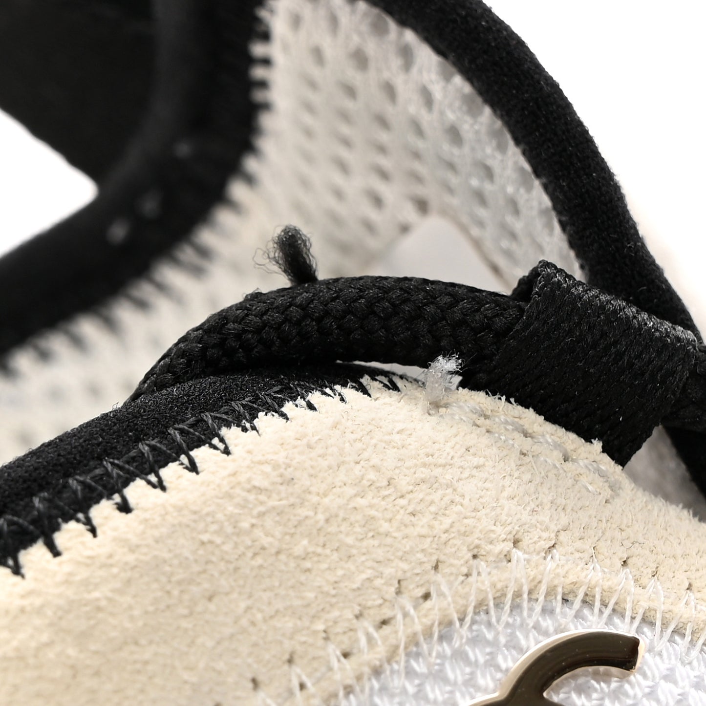 Fabric Suede Calfskin CC Sneakers 38.5 White Light Grey
