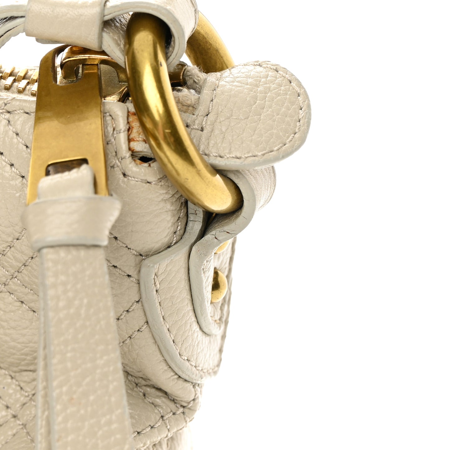 Calfskin Quilted Multipocket Hobo Milk