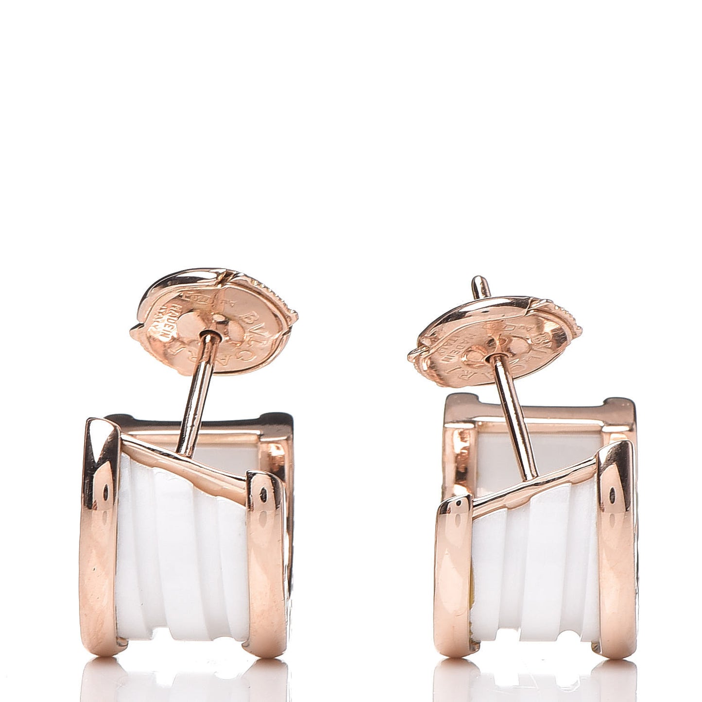18K Rose Gold White Ceramic B.Zero1 Hoop Earrings