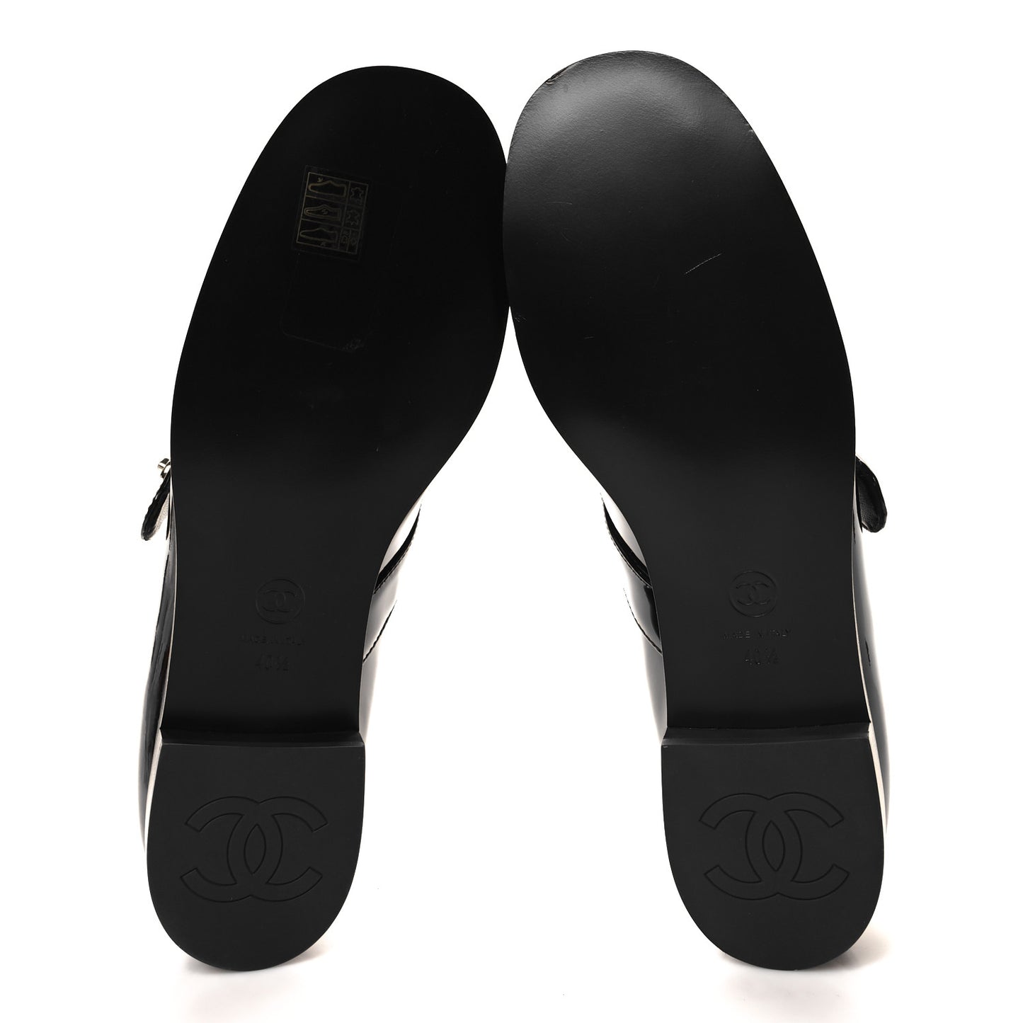 Patent Calfskin Mary Janes Flats 40.5 Black